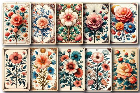 Flowers Tarot Cards Sublimation Clipart Sublimation designartist 