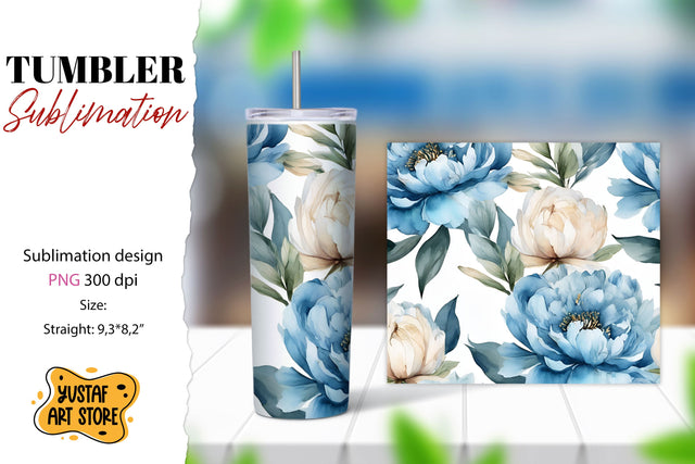 Flowers tumbler. Peony flowers sublimation design Sublimation Yustaf Art Store 