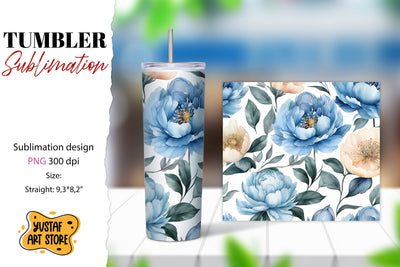 Flowers tumbler. Peony flowers sublimation design Sublimation Yustaf Art Store 