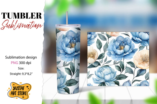 Flowers tumbler. Peony flowers sublimation design Sublimation Yustaf Art Store 