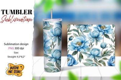 Flowers tumbler. Peony flowers sublimation design Sublimation Yustaf Art Store 