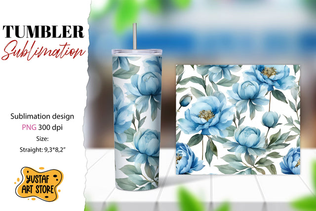 Flowers tumbler. Peony flowers sublimation design Sublimation Yustaf Art Store 