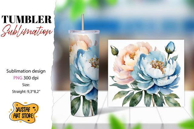 Flowers tumbler. Peony flowers sublimation design Sublimation Yustaf Art Store 