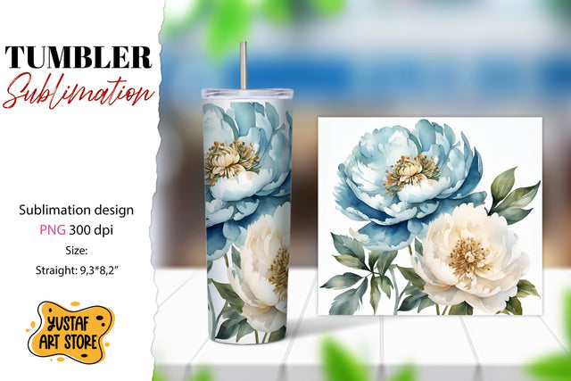 Flowers tumbler. Peony flowers sublimation design Sublimation Yustaf Art Store 