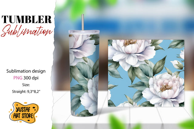 Flowers tumbler. Peony flowers sublimation design Sublimation Yustaf Art Store 