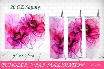 Flowers tumbler wrap, Pink peonies, Floral 20 oz sublimation wrap Sublimation AnastasiyaArtDesign 