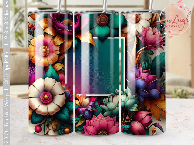 Flowers Tumbler Wrap PNG, Colorful Floral Tumbler Design, Custom Tumbler Template Sublimation Luvleigh Digitals 
