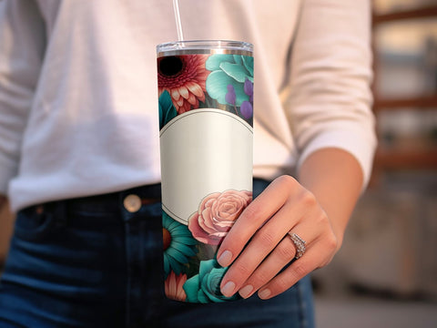 Flowers Tumbler Wrap PNG, Colorful Floral Tumbler Design, Custom Tumbler Template Sublimation Luvleigh Digitals 