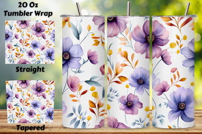 Flowers Tumbler Wrap, Sublimation PNG design, Watercolor, Boho floral Tumbler Wrap, floral tumbler, 20oz skinny tumbler sublimation design downloads,boho floral tumbler png Sublimation FloridPrintables 