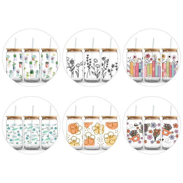 Flowers UV DTF Wrap Pack (For Cans) Physical DIY Craft Warehouse 