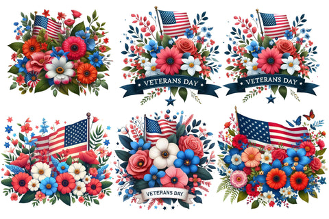 Flowers Veterans Day Clipart Sublimation designartist 
