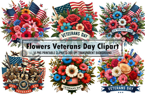 Flowers Veterans Day Clipart Sublimation designartist 