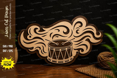Flowing Melody Drum Music Laser Cut SVG File SVG Regulrcrative 