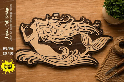 Flowing Mermaid Laser Cut SVG Design SVG Regulrcrative 