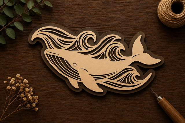 Flowing Whale Wave Laser Cut Svg File Design SVG Regulrcrative 