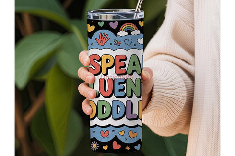 Fluent Toddler 20oz Tumbler Wrap Sublimation DesignSVG 