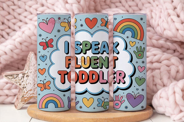 Fluent Toddler 20oz Tumbler Wrap Sublimation DesignSVG 