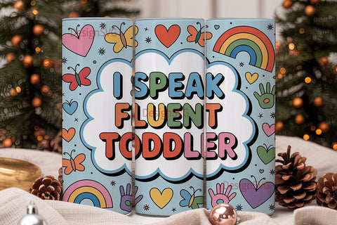 Fluent Toddler 20oz Tumbler Wrap Sublimation DesignSVG 