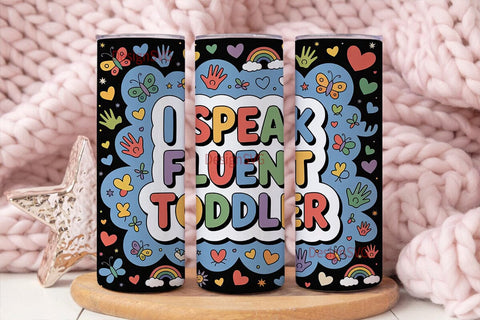 Fluent Toddler 20oz Tumbler Wrap Sublimation DesignSVG 