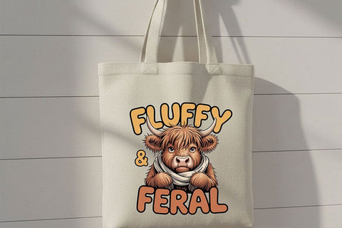 Fluffy and Feral Highland Cow Png, Funny Highland Cow Png, Cute Feral Cow Clipart, Cozy Farm Animal Design, Cow Sublimation Graphic SVG TiffsCraftyCreations 