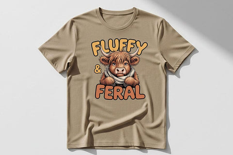 Fluffy and Feral Highland Cow Png, Funny Highland Cow Png, Cute Feral Cow Clipart, Cozy Farm Animal Design, Cow Sublimation Graphic SVG TiffsCraftyCreations 