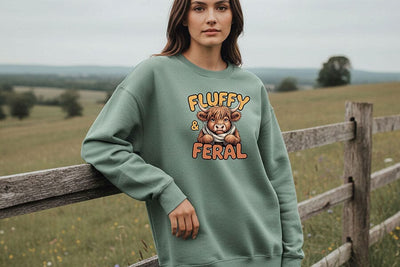 Fluffy and Feral Highland Cow Png, Funny Highland Cow Png, Cute Feral Cow Clipart, Cozy Farm Animal Design, Cow Sublimation Graphic SVG TiffsCraftyCreations 