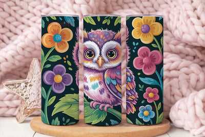 Fluffy Baby Owl 20oz Tumbler Wrap Sublimation DesignSVG 