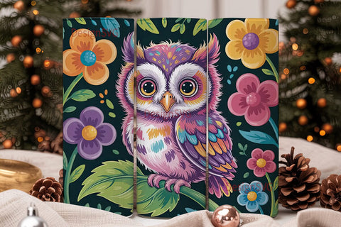 Fluffy Baby Owl 20oz Tumbler Wrap Sublimation DesignSVG 