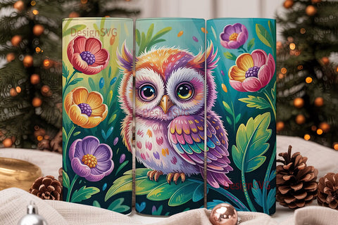 Fluffy Baby Owl 20oz Tumbler Wrap Sublimation DesignSVG 