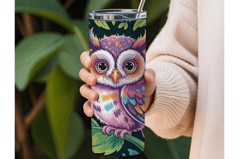 Fluffy Baby Owl 20oz Tumbler Wrap Sublimation DesignSVG 
