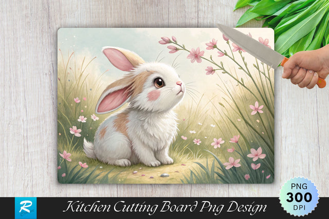 Fluffy Bunny Cutting Board PNG Design Sublimation Regulrcrative 