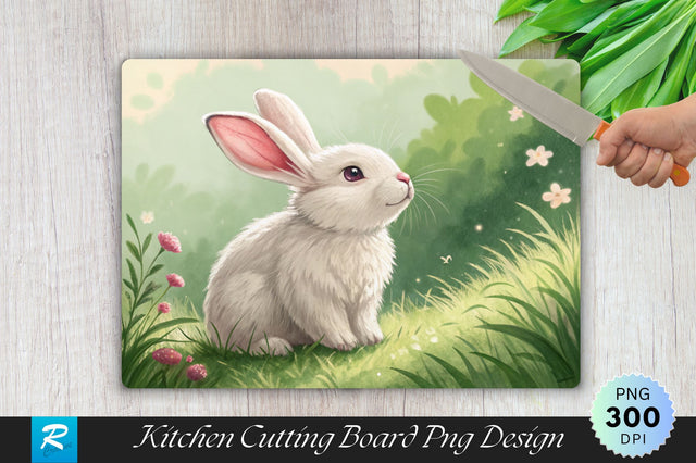 Fluffy Bunny Cutting Board PNG Design Sublimation Regulrcrative 