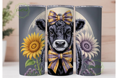 Fluffy Calf & Sunflowers 20oz Tumbler Sublimation PixelChick 