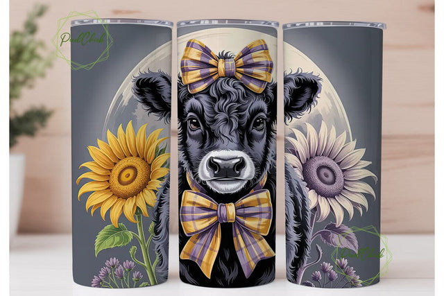 Fluffy Calf & Sunflowers 20oz Tumbler Sublimation PixelChick 