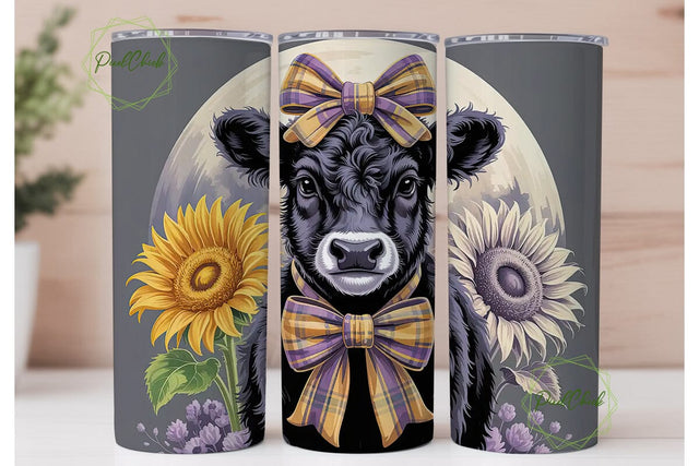 Fluffy Calf & Sunflowers 20oz Tumbler Sublimation PixelChick 