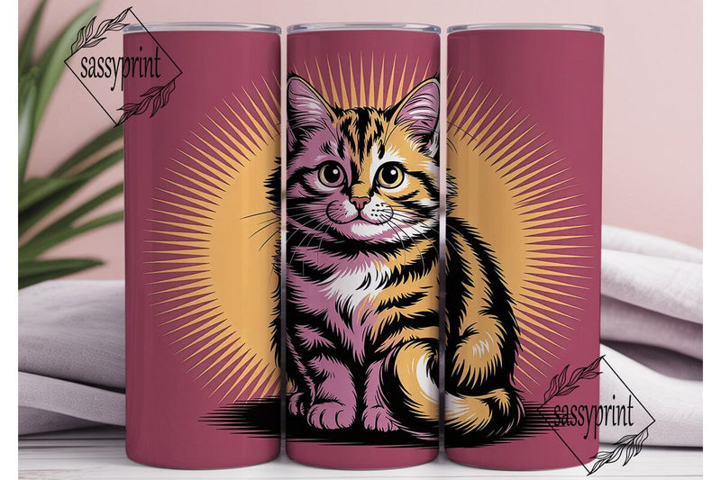 Fluffy Cat 20oz Tumbler Wrap Sublimation sassyprint 