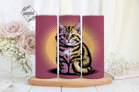 Fluffy Cat 20oz Tumbler Wrap Sublimation sassyprint 