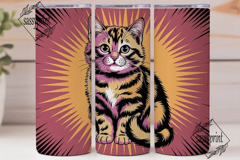 Fluffy Cat 20oz Tumbler Wrap Sublimation sassyprint 
