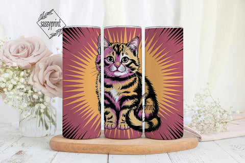 Fluffy Cat 20oz Tumbler Wrap Sublimation sassyprint 