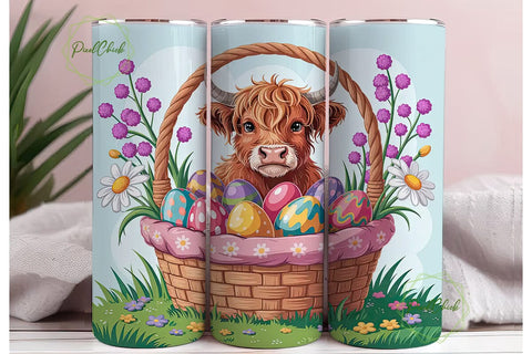 Fluffy Cow Easter Basket Tumbler Wrap Sublimation PixelChick 