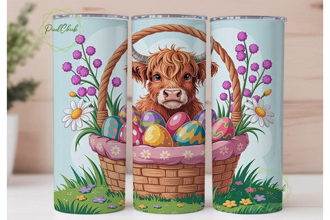 Fluffy Cow Easter Basket Tumbler Wrap Sublimation PixelChick 
