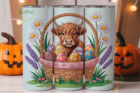 Fluffy Cow Easter Basket Tumbler Wrap Sublimation PixelChick 