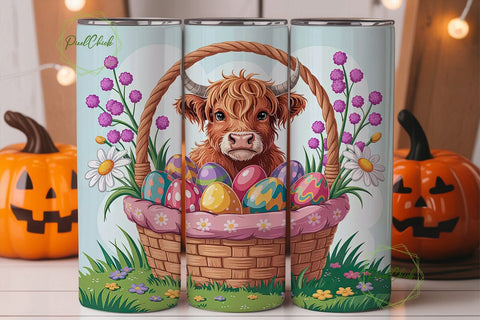 Fluffy Cow Easter Basket Tumbler Wrap Sublimation PixelChick 