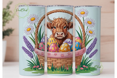 Fluffy Cow Easter Basket Tumbler Wrap Sublimation PixelChick 
