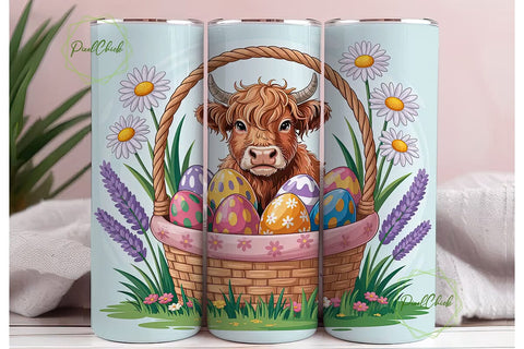 Fluffy Cow Easter Basket Tumbler Wrap Sublimation PixelChick 