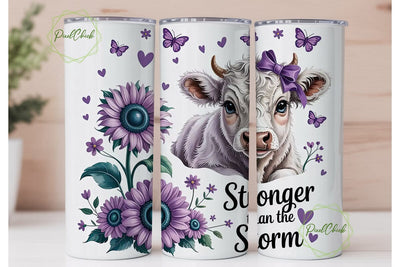 Fluffy Cow with Flowers Tumbler Wrap Sublimation PixelChick 