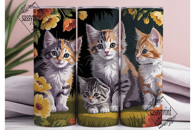 Fluffy Fall Kittens 20oz Tumbler Wrap Sublimation sassyprint 