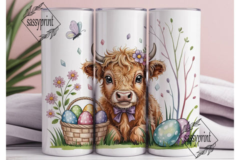 Fluffy Highland Cow Easter 20oz Tumbler Sublimation sassyprint 