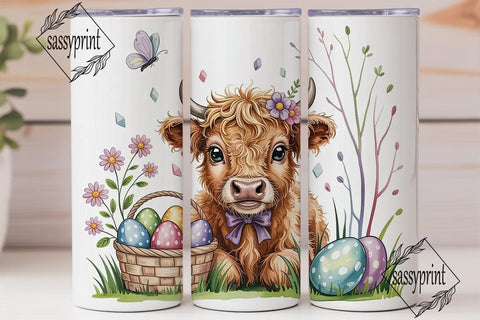 Fluffy Highland Cow Easter 20oz Tumbler Sublimation sassyprint 