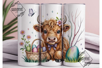 Fluffy Highland Cow Easter 20oz Tumbler Sublimation sassyprint 